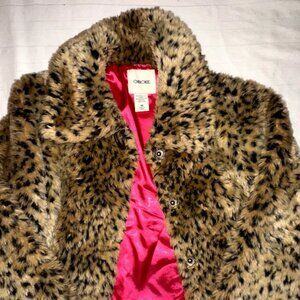 Cherokee Faux Fur Jacket Tan & Black | Hot Pink Lining | Size M |